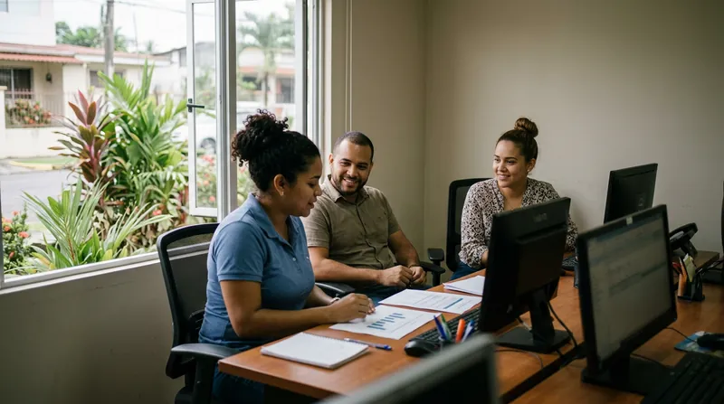 Equipo de trabajo revisando métricas de atención al cliente